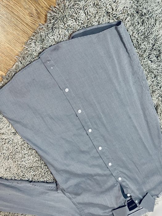 Szara koszula elegancka meska rozm S 100% bawelna biurowa do garnituru