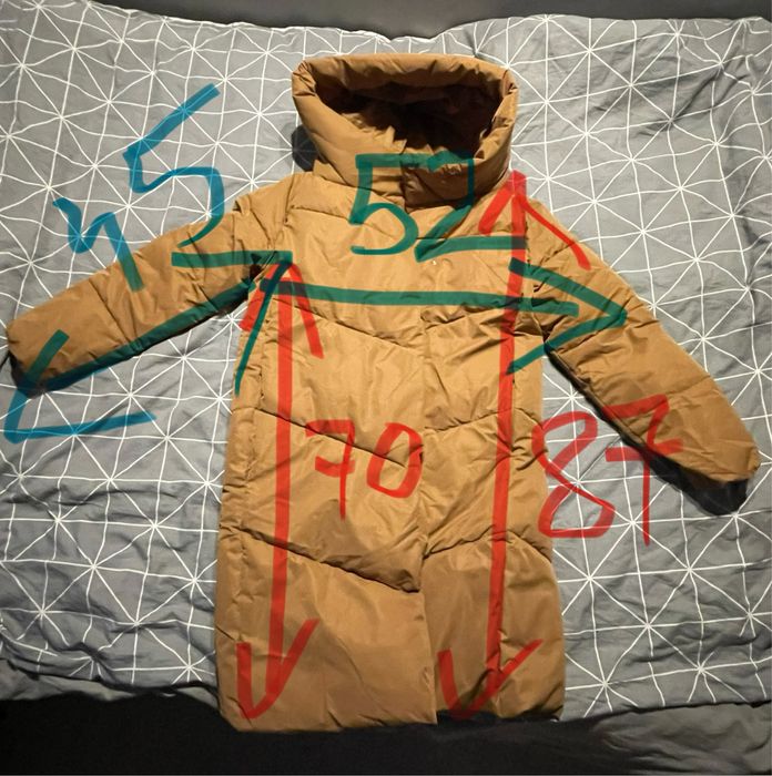 Beżowy puchowy płaszcz damski reserved r.s