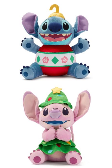 Peluche Disney Stitch e Angel vestidos de Natal