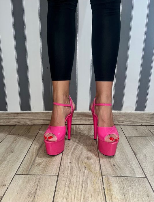 26/ Szklanki gogo szpilki 18 cm  sandały 37 różowe nowe pole dance