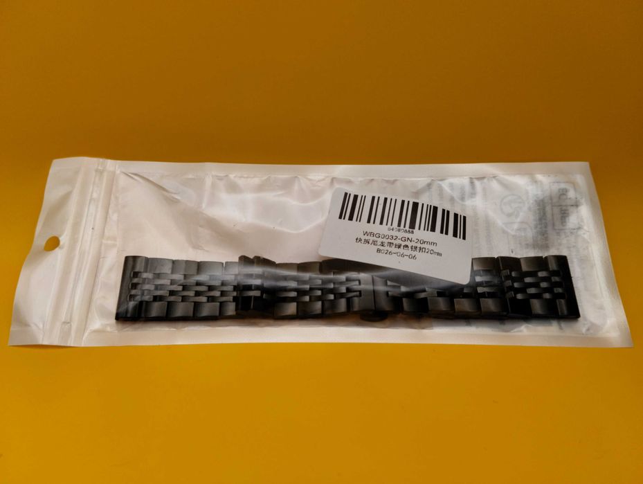 Bracelete de substituição em aço e cor preta, 20 mm. NOVA