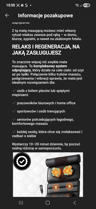 Sprzedam mate masujacą