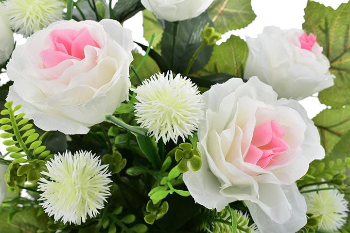 Sztuczne kwiaty stroiki cmentarz róże kompozycja donica komplet pomnik