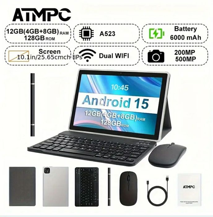 Планшет ATMPS 12/128гб, android 15, сірий