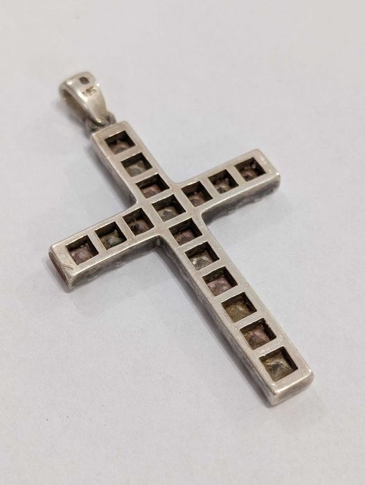 Srebrna zawieszka - krzyż 925 9,18 g dł. 52 mm