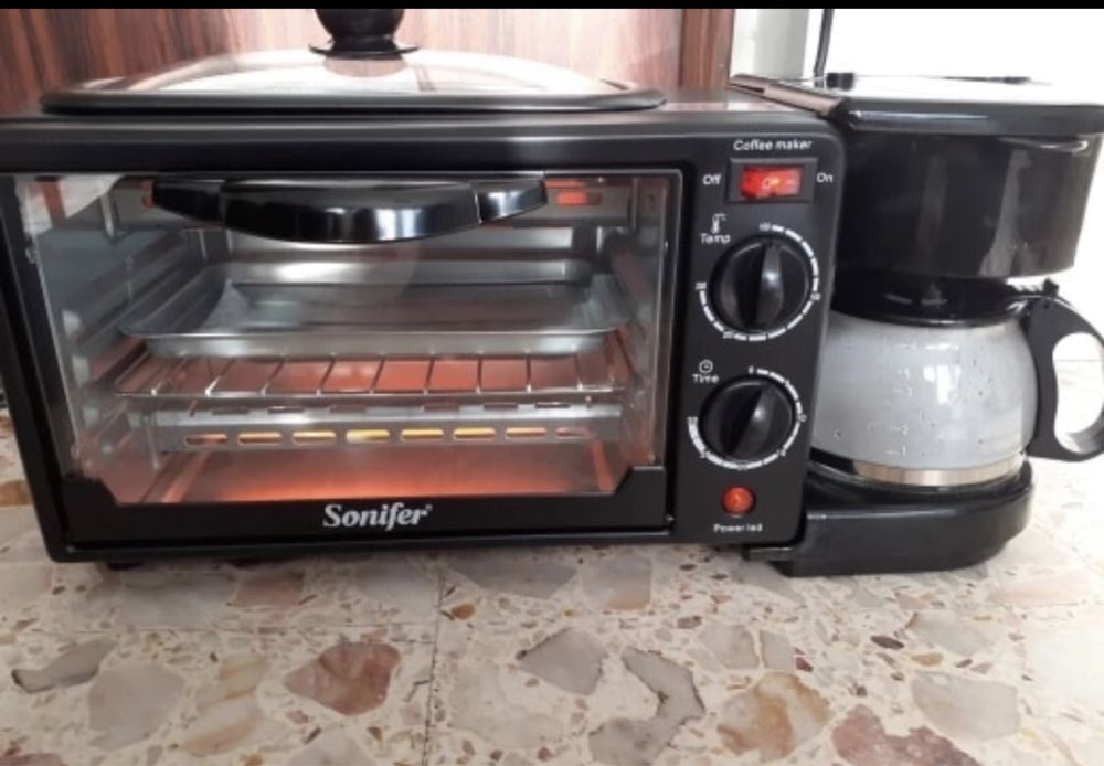 Mini forno 3 em 1 com maquina de cafe e chapa NOVO