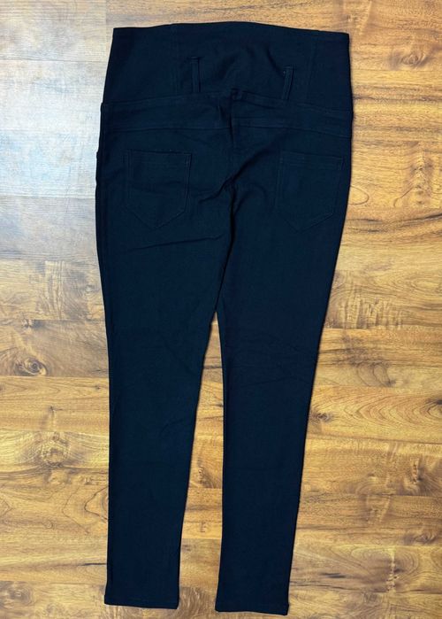 Legginsy eleganckie z zamkami wysoki stan high granatowe spodnie M 38