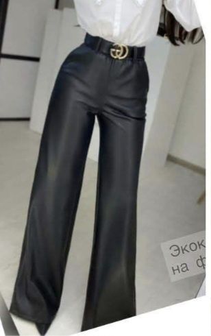 Штани з еко шкіри з утепленням