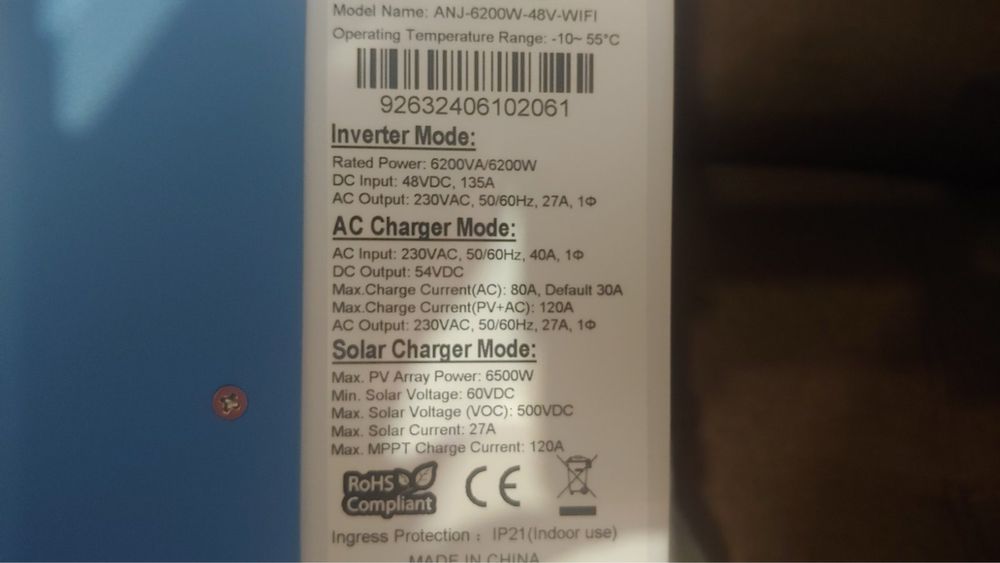 Інвертор АNENJi 6.2 КВ новий!