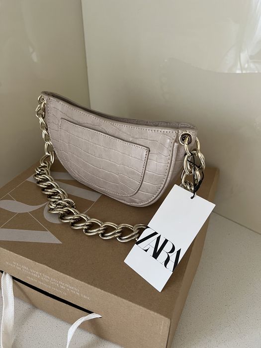 Nowa torebka Zara beżowa złoty łańcuch