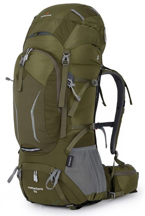 Bergson Matterhorn 70-80L- Regulowany Pojemny Plecak Turystyczny | Oliwkowy