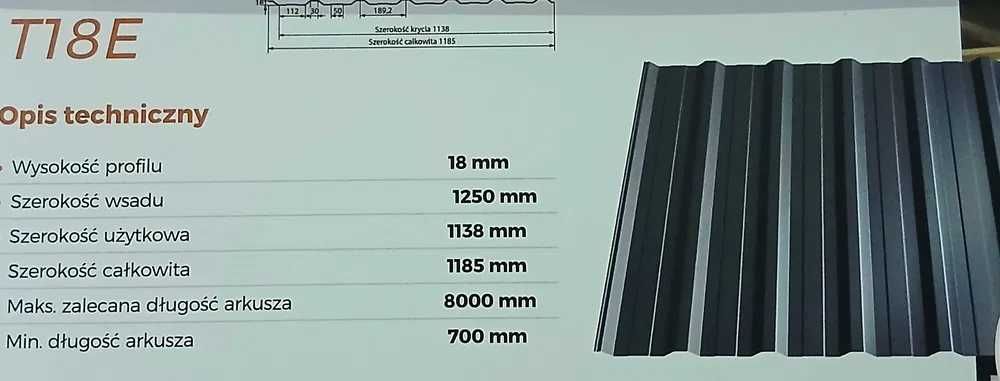Blacha trapezowa T18 RAL7016 Mat