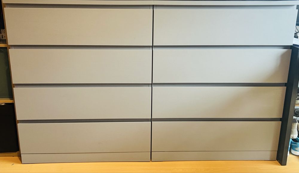 2 comodas MALM 80x100 + 2 tampos em vidro