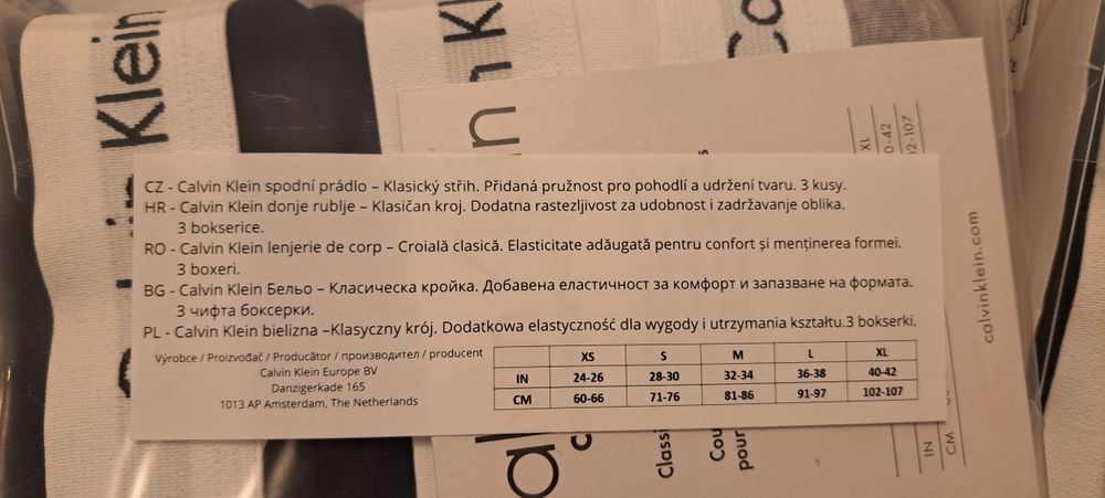 Nowe Bokserki 3pack firmy Calvin Klein Cotton Stretch w rozmiarze XL