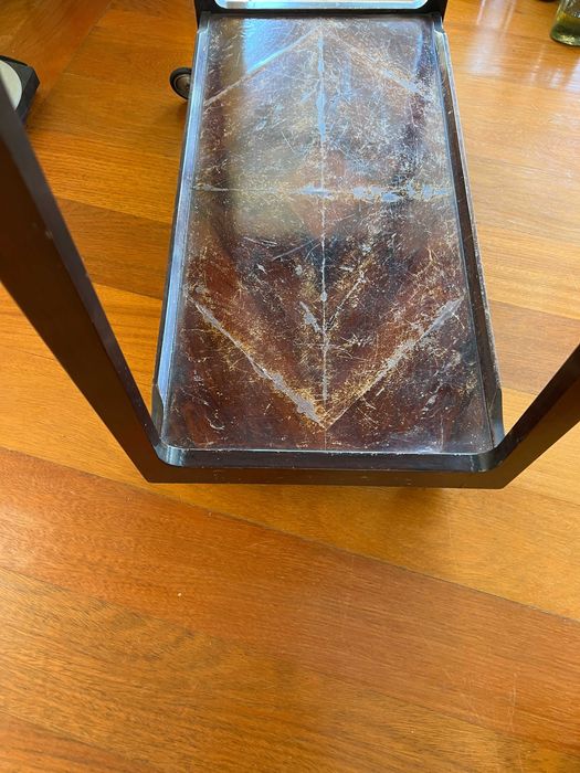 Carrinho de Bar / Chá /Mesa Vintage em Madeira Escura com Rodas