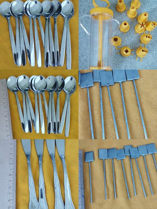 Talheres pequenos e decoração bolos