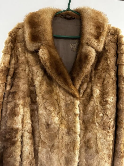 Biszkoptowe futro norki, L, kurtka futrzana