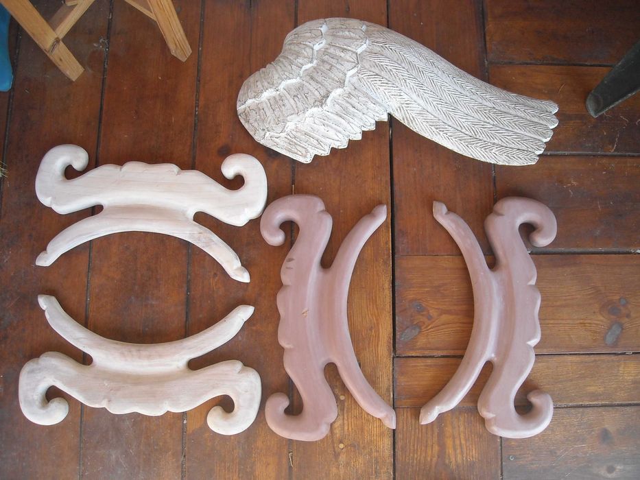 Peças madeira antigas / moldura parede asa ornamento decoraçao talha