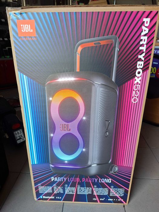 NOWY JBL Partybox 520 Gwarancja 2 lata Media Expert ZAPLOMBOWANY głośnik kolumna