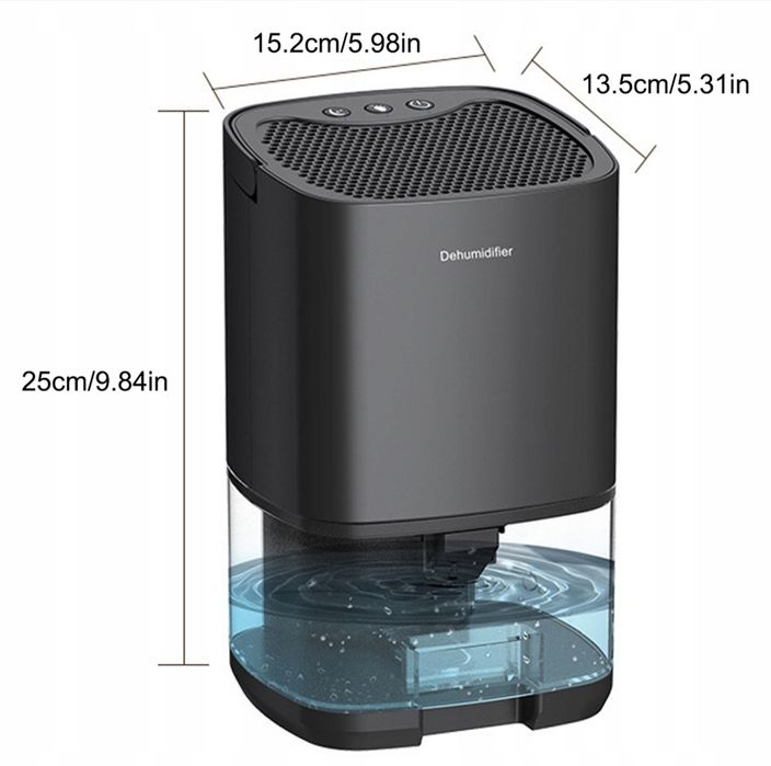 Elektryczny Osuszacz Powietrza Domowy Cichy 1000Ml Black