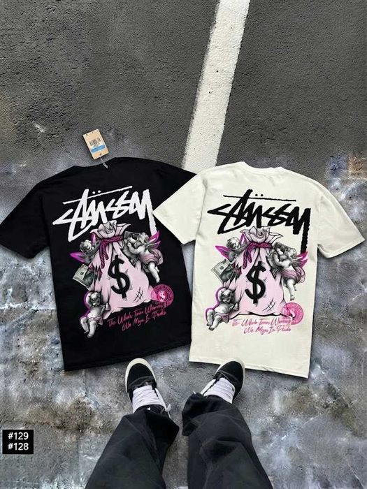 XS - XXL • Новая Футболка Stussy SunSet • Чорна / Біла