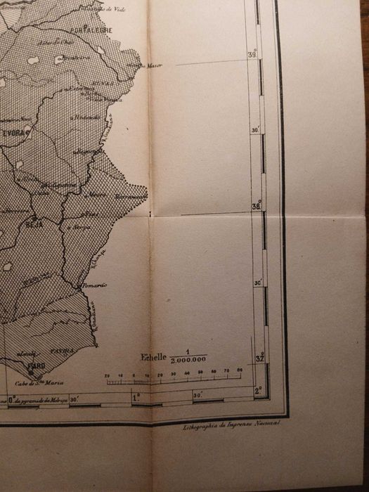 Mapa Portugal - Superficie Moyenne des Proprietés Rurales (1900)