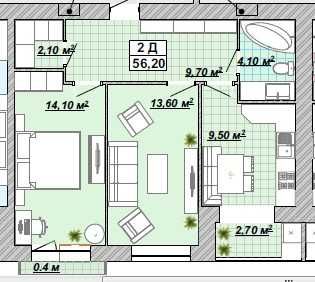 НАЙКРАЩА ЦІНА! 2-кімнатн 56,2 м² ЦЕНТР | Княгинин || $45,000