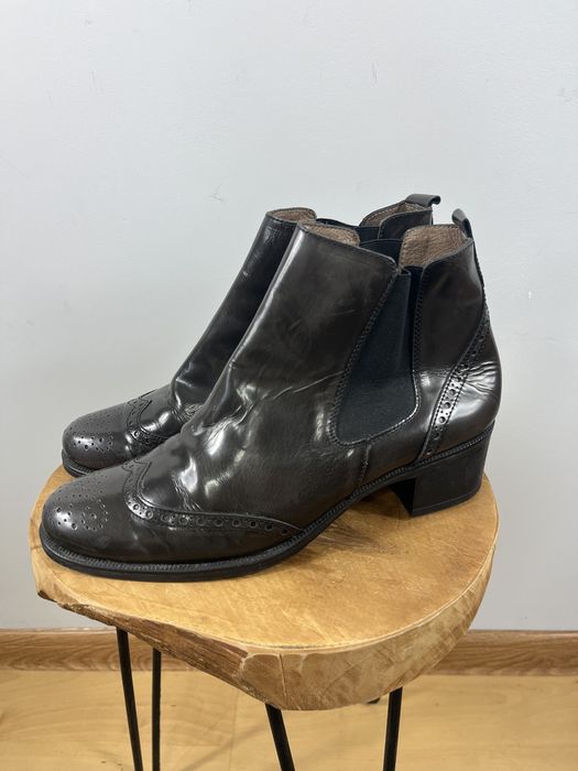 Czekoladowe brazowe skórzane buty sztyblety Wonders rozmiar 40