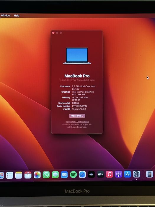 Apple MacBook Pro 2017 13’’ i5 16gb 250gb