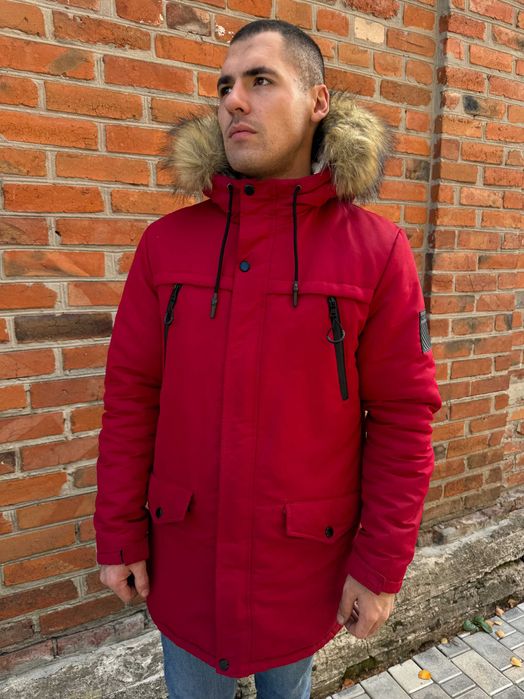 Парка зимняя Multi Club красного цвета теплая куртка мужская