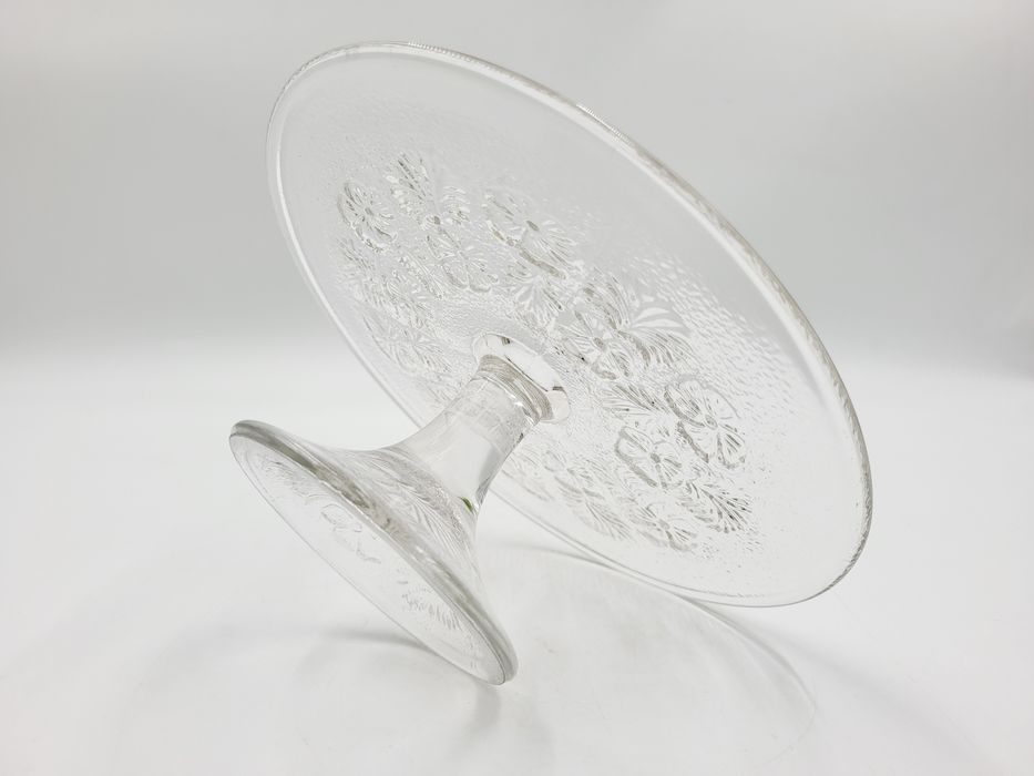 Szklana, stara patera tortownica Jaskry i bratki HSG Ząbkowice