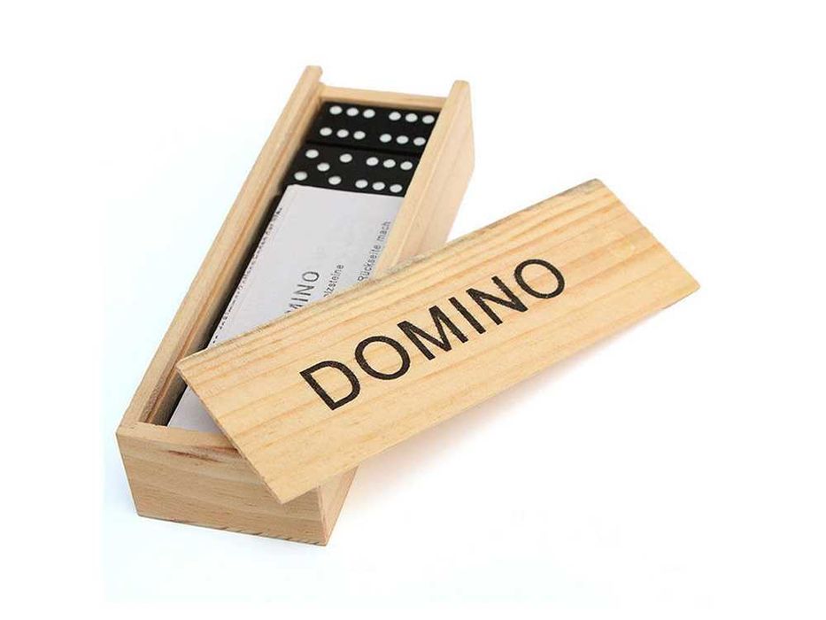 Klasyczne domino drewniane 28 elementów gra towarzyska