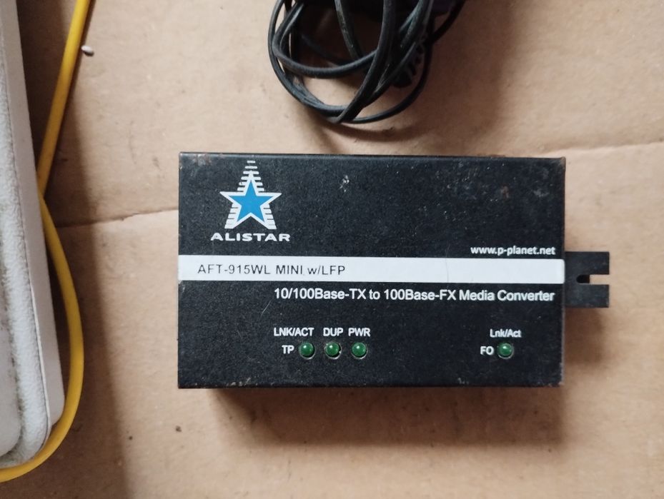 Медіа конвертор + оптичний бокс та блок живлення