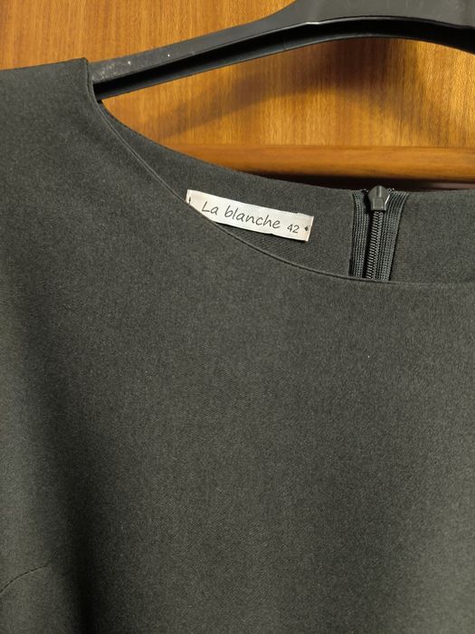 Śliczna elegancka sukienka La Blanche, ozdobne rękawy, XL