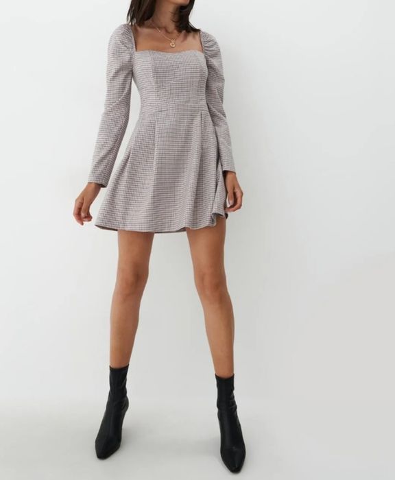 Mohito rozmiar 40 L sukienka w kratkę długi rękawa mini