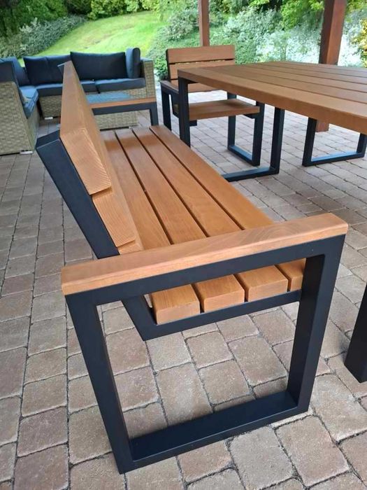 Stół ławka komplet Meble tarasowe na lata Gruba deska Bukowa Jakość