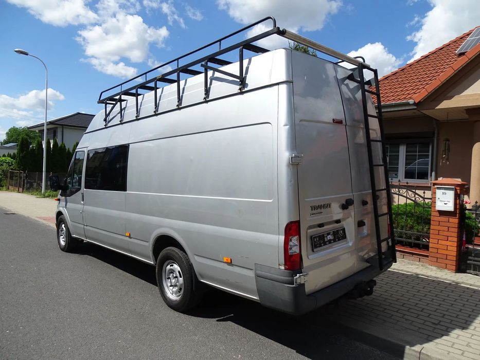 Ford Transit 2,2 TDI -155 koni-L4 H3 ,klimatyzacja ,kamera- 6-osób-, MAX wysoki, MAX długi !  Bagażnik dachowy - BUS BRYGADOWY ! SUPER STAN !