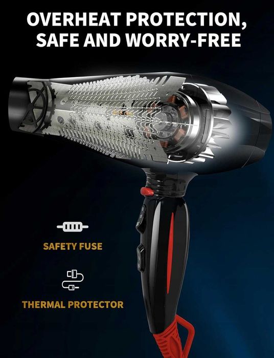 Suszarka do włosów z dyfuzorem jonowa, mocna 2400W różne tryby temp.