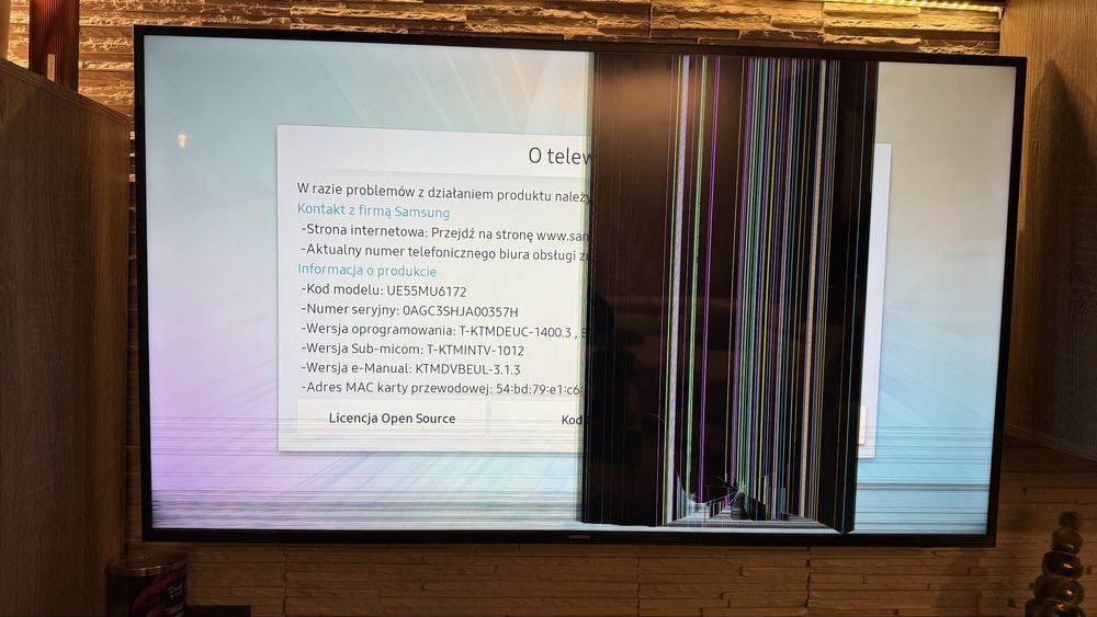 Telewizor Samsung 55 cali uszkodzona matryca