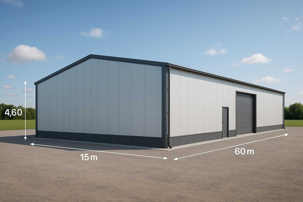 Konstrukcja stalowa / hala 900m2 / ocynkowana 15x60x6m