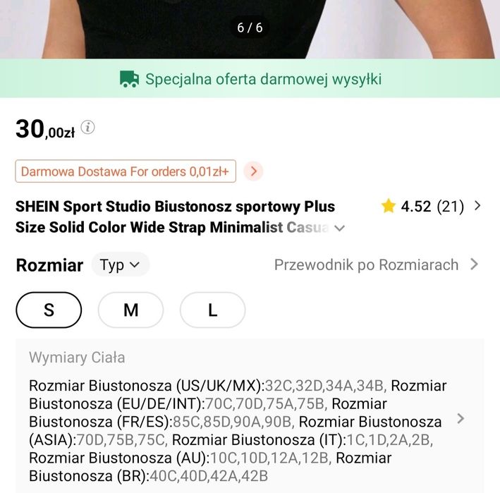 Nowy stanik sportowy push up S