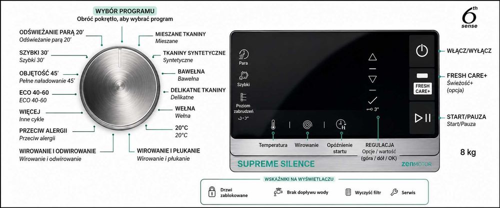Pralka WHIRLPOOL W6 W845WB BE Supreme Silence 8kg