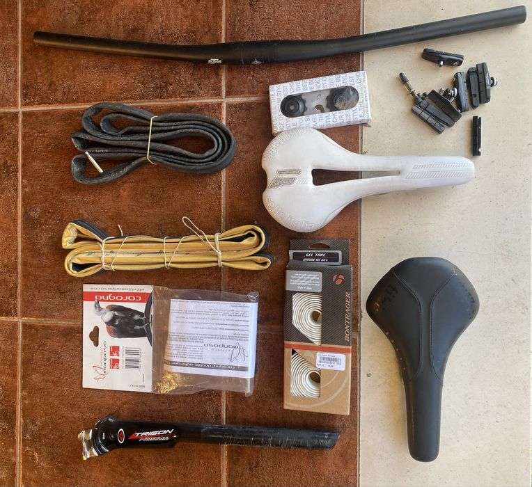 Selim, fita guiador, espigão selim carbono, guiador ktm