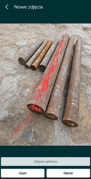 Sprzedam nowe wałki żelazne stali