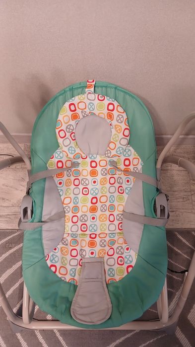 Дитяче крісло шезлонг гойдалка El Camino Sensa Circles Aqua Mint