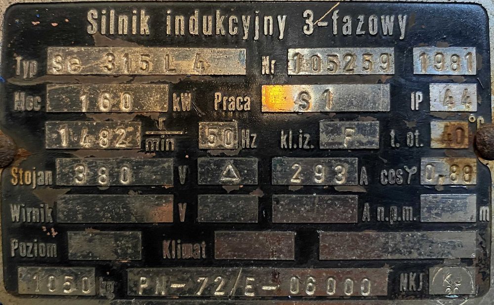 silnik elektryczny 160kW 1482obr. 3fazowy EMIT