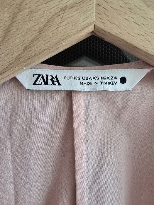 Bluzka bawełniana ZARA wiązana pudrowy róż elegancka