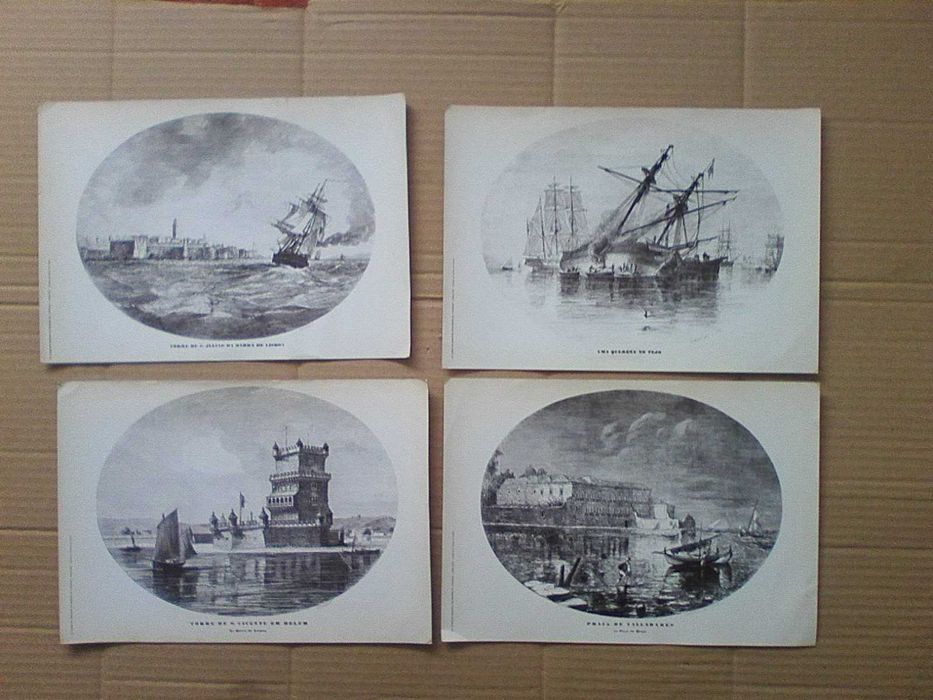 Quatro gravuras em madeira de J. Pedrozo