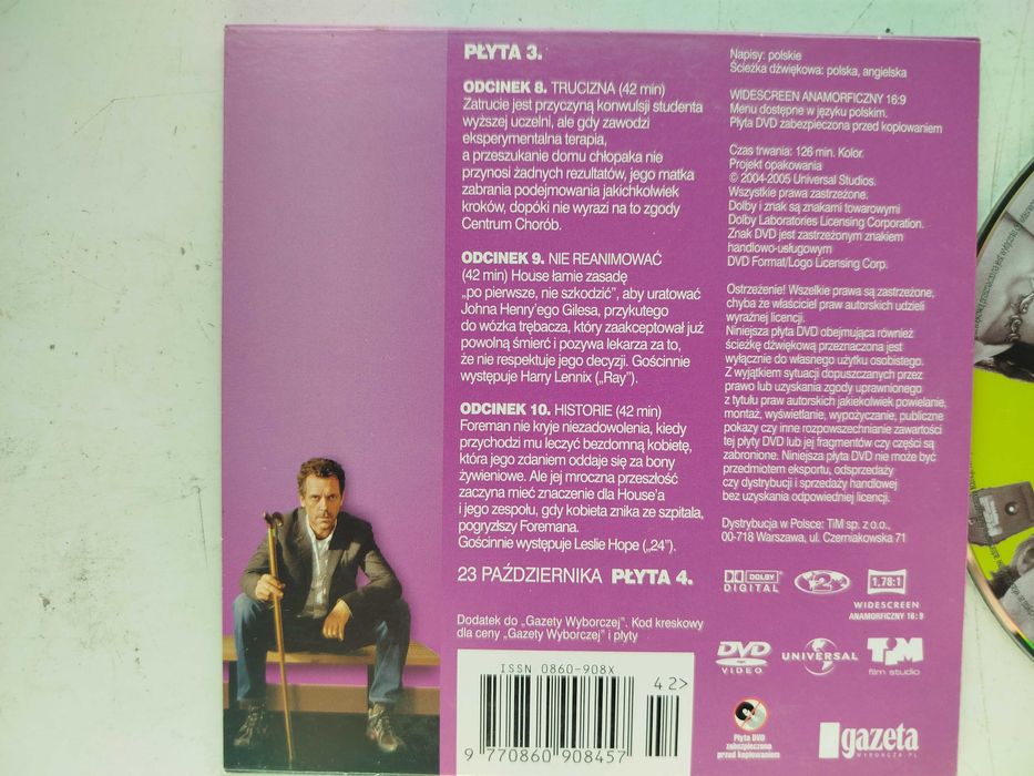 Dr House Sezon Pierwszy Płyta 3 DVD koperta