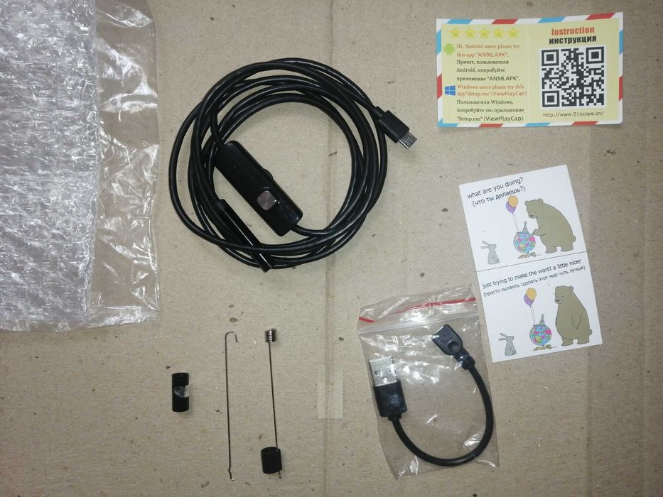 Эндоскопическая камера водонепроницаемая IP67 для телефон, ПК, планшет